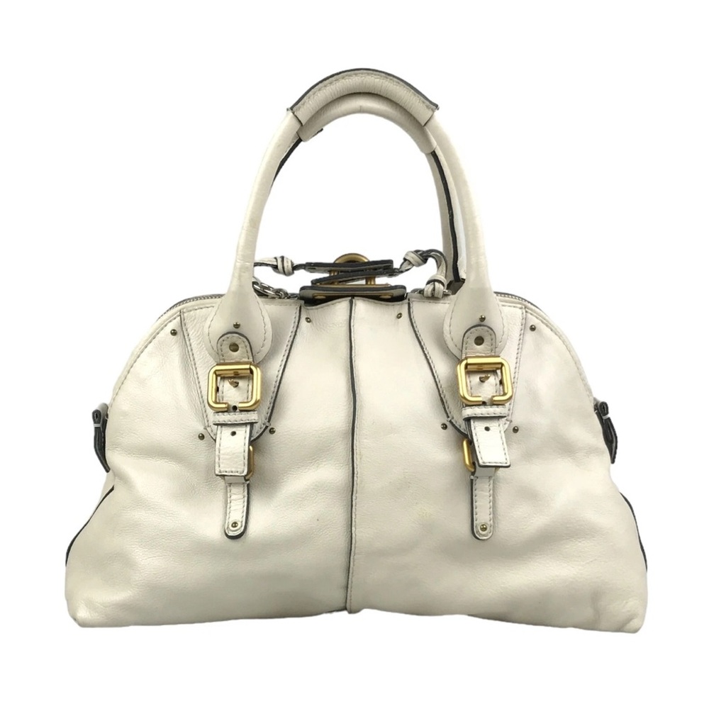 Chloe White Leather Satchel with Gold Hardware